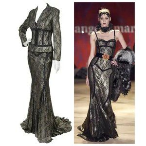 Angelo Marani Crystal Embellished Lace Gown and Jacket